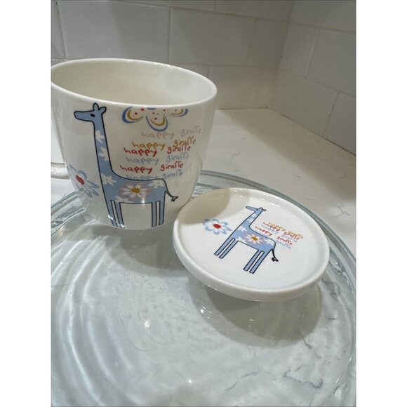 Happy Giraffe Coffee Mug With Lid/ Top Made in China - Picture 10 of 14